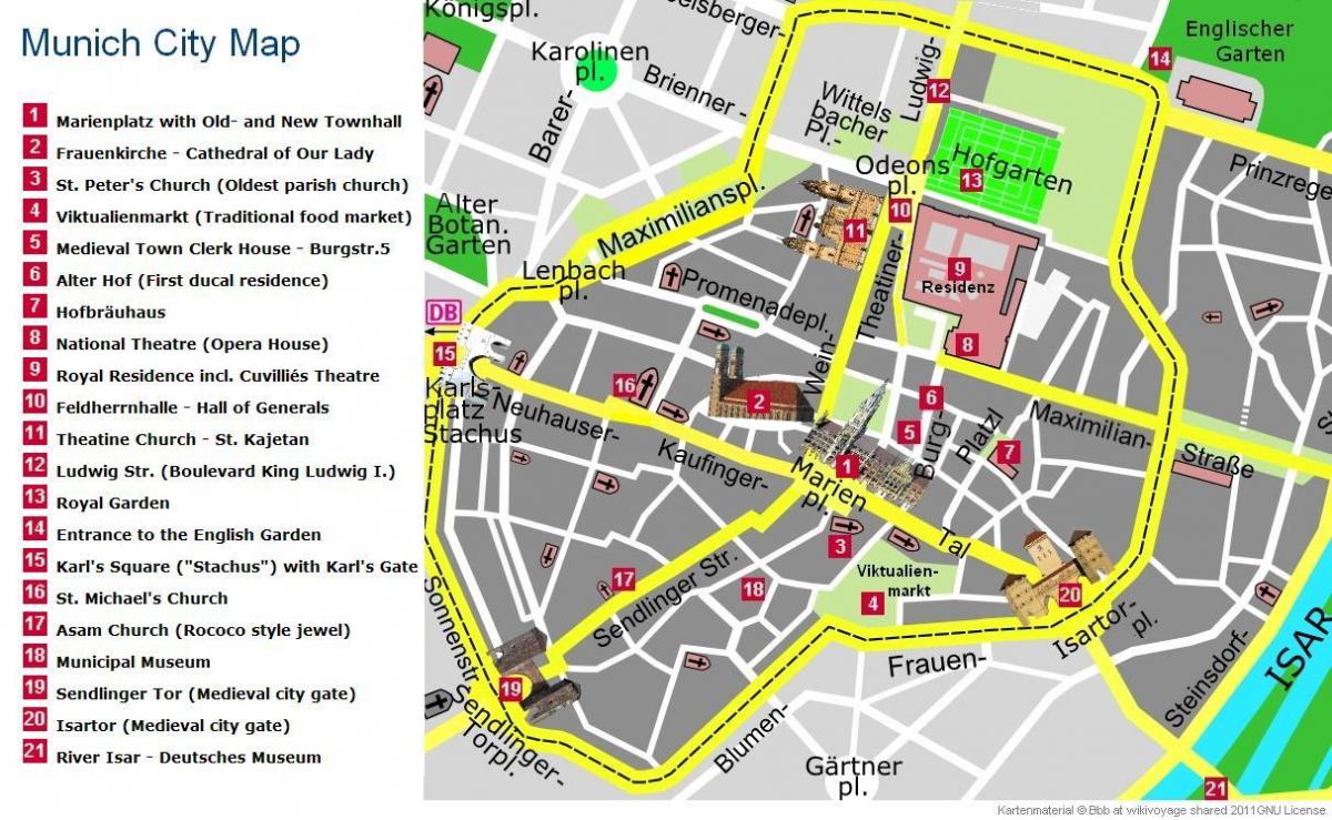 mapa ng munich city center atraksyon