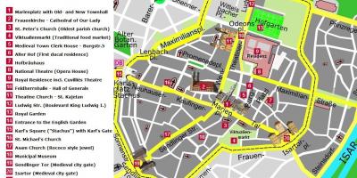 Mapa ng munich city center atraksyon